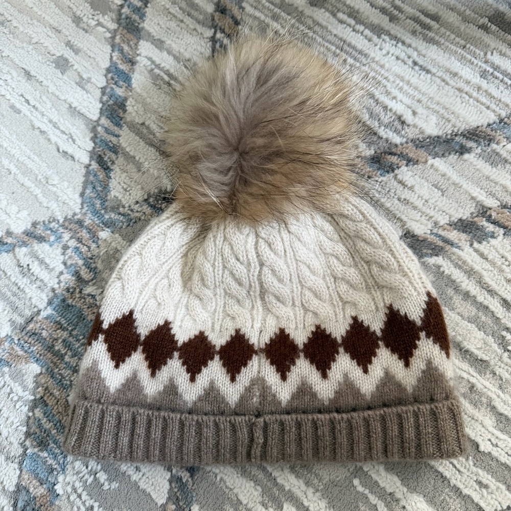 🍉Cashmere Beanie Pom Winter High Quality Beige Brown Cream